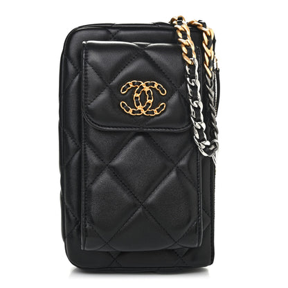 Chanel Lambskin Quilted Chanel 19 Pouch With Handle Black 1 of 4