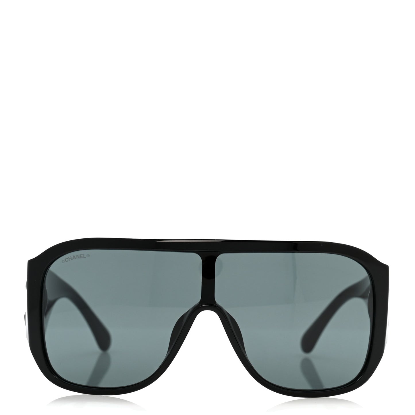 Acetate Crystal CC Shield Sunglasses 5466-B-A Black