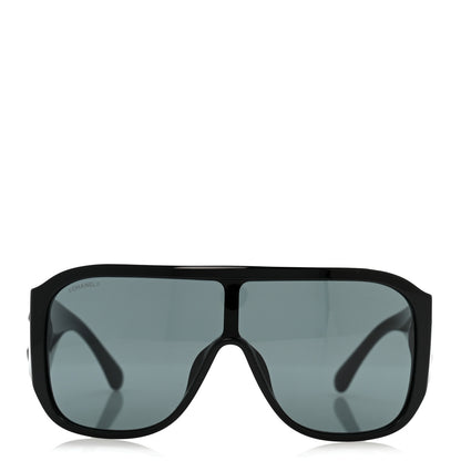 Chanel Acetate Crystal CC Shield Sunglasses 5466-B-A Black 2 of 9