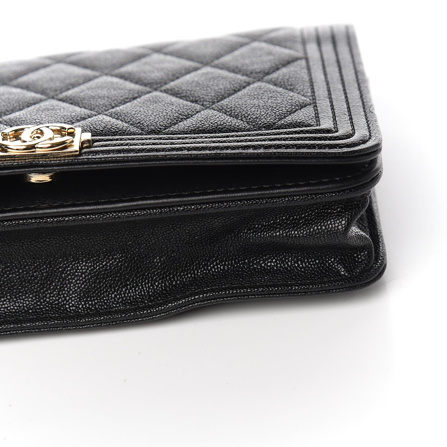 Caviar Quilted Boy Wallet On Chain WOC Black