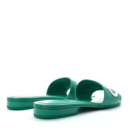 Chanel Calfskin Patent Calfskin Logo Mules 39 Green White 4 of 8