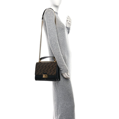 Fendi Vitello Liberty Bi-Color FF 1974 Embossed Chain Strap Kan U Shoulder Bag Black Maya 2 of 10