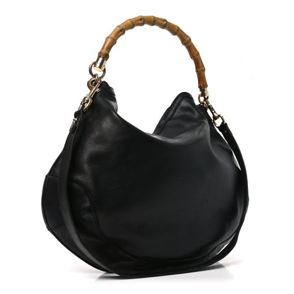 Gucci Calfskin Peggy Bamboo Top Handle Hobo Black 3 of 10