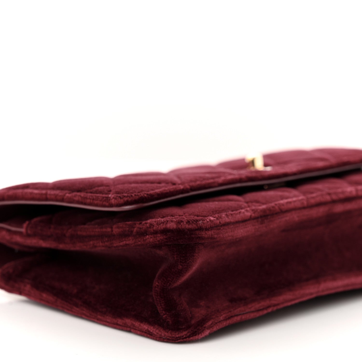 Chanel Velvet Quilted Pearl Crush Wallet On Chain WOC Burgundy 10 of 12