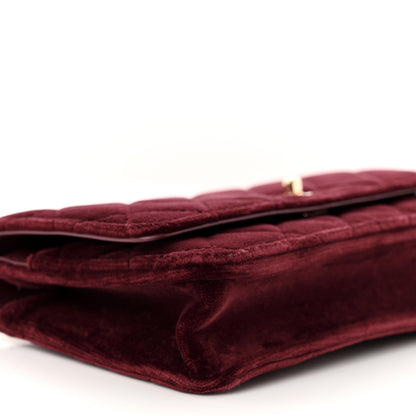 Chanel Velvet Quilted Pearl Crush Wallet On Chain WOC Burgundy 10 of 12