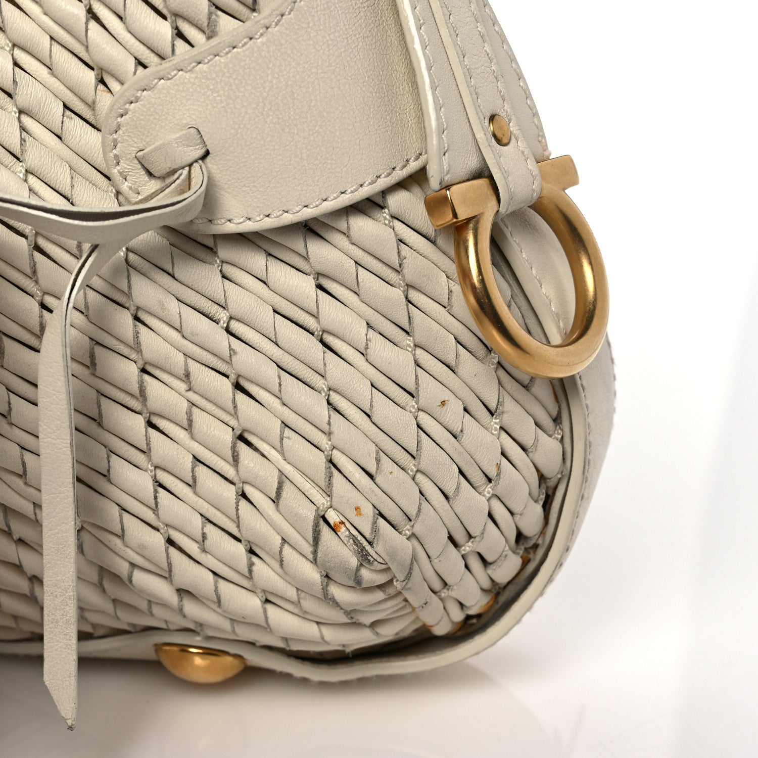 Salvatore Ferragamo Woven Calfskin Satchel White 8 of 17