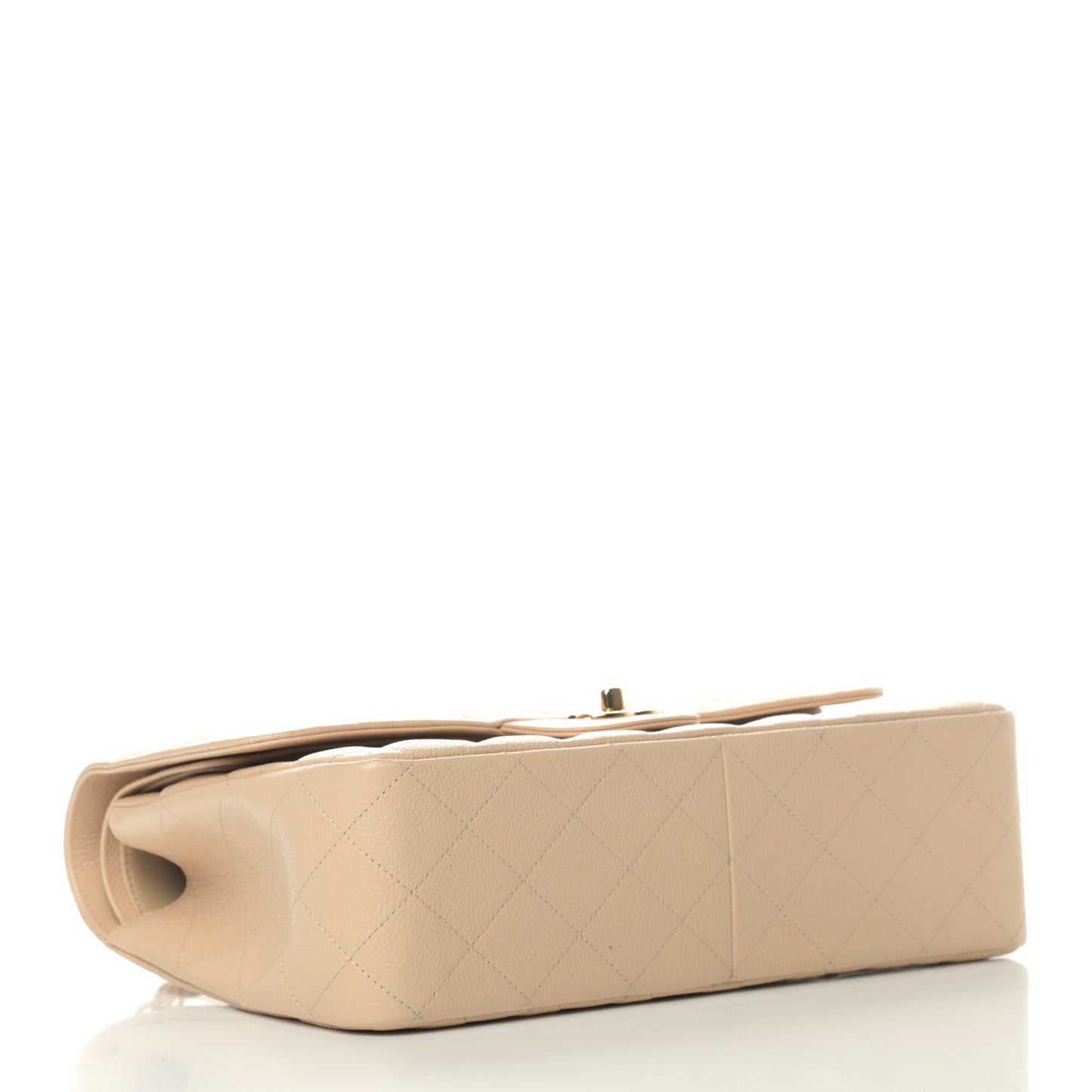 Caviar Quilted Jumbo Double Flap Beige Clair
