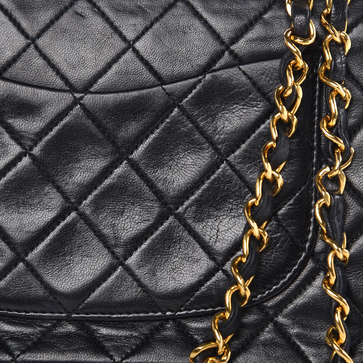 Lambskin Quilted Medium Double Flap Black