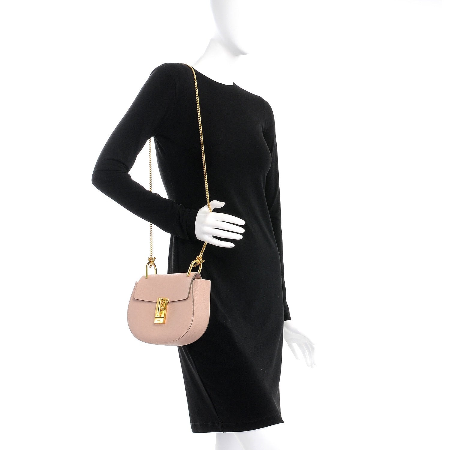 Chloe Grained Lambskin Mini Drew Shoulder Bag Cement Pink 2 of 8