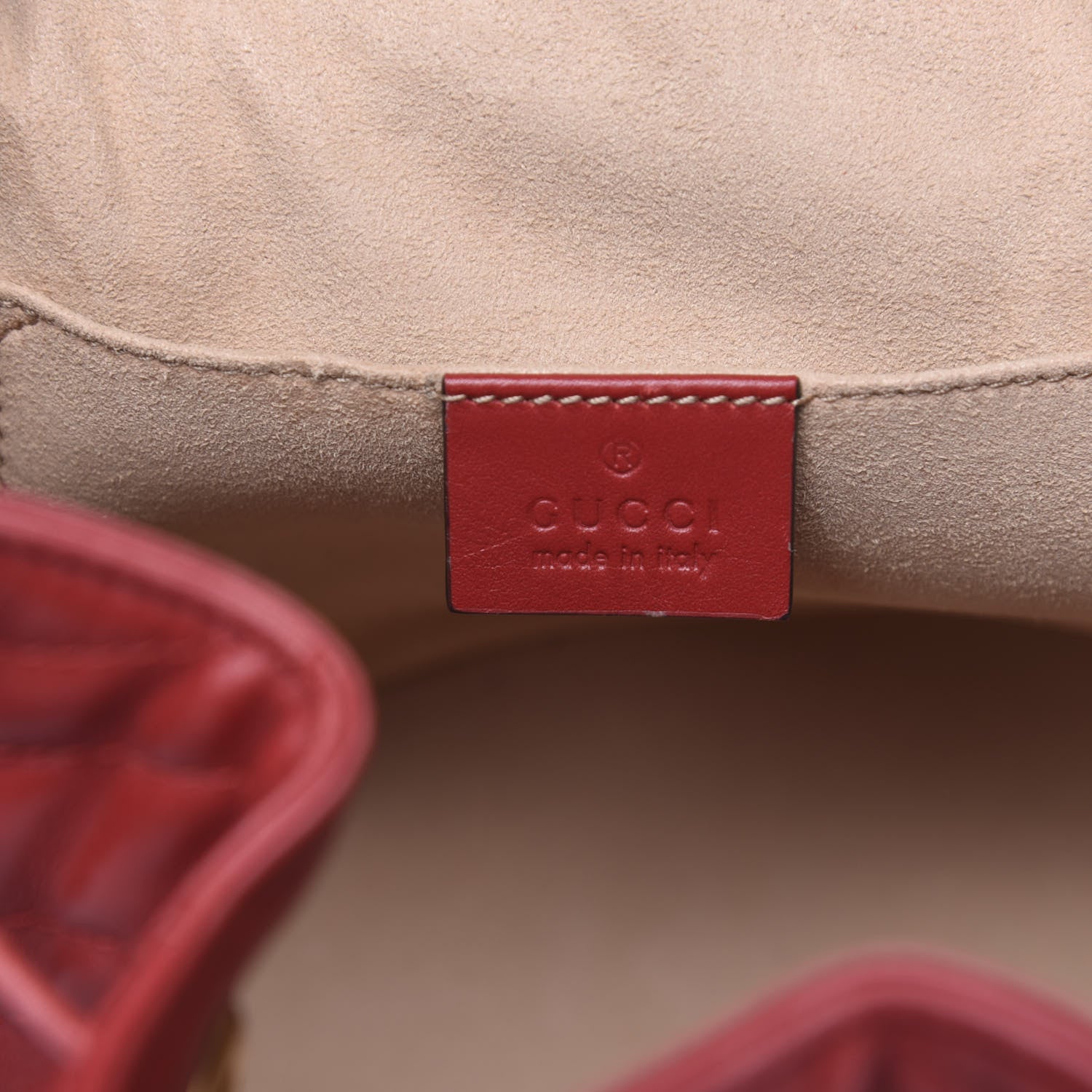 Gucci Calfskin Matelasse Sylvie Web GG Marmont Bucket Bag Hibiscus Red 7 of 15