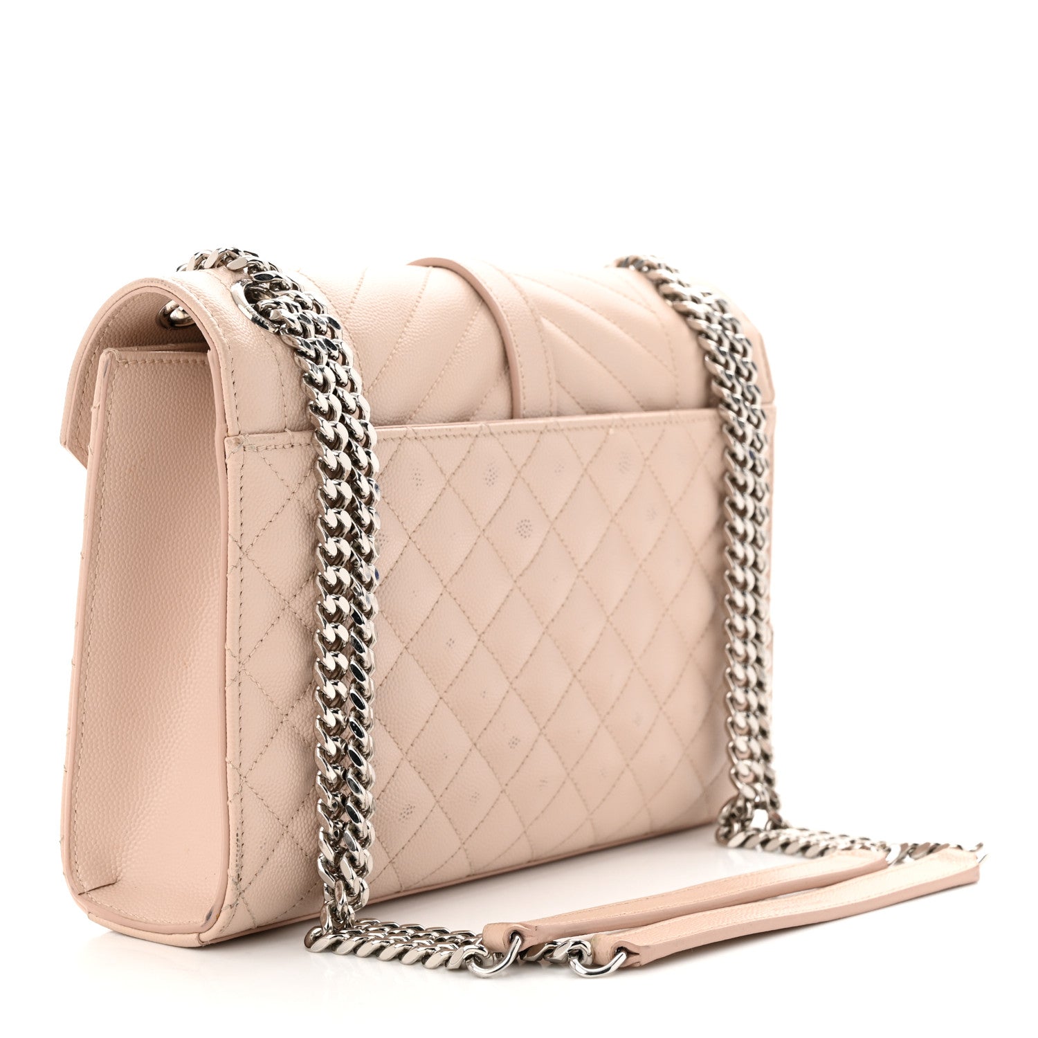 Saint Laurent Grain De Poudre Textured Mixed Matelasse Medium Triquilt Monogram Satchel Marble Pink 3 of 16