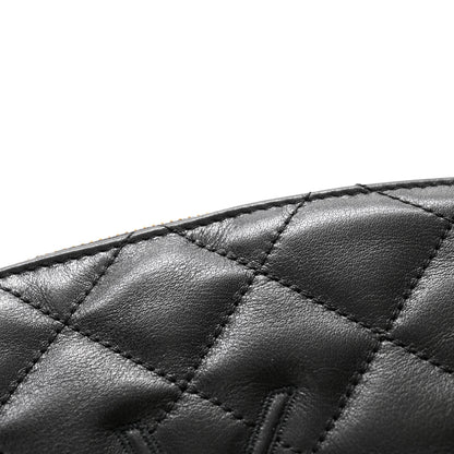 Saint Laurent Calfskin Quilted Embroidered Cassandre Large Cosmetic Pouch Black 8 of 9