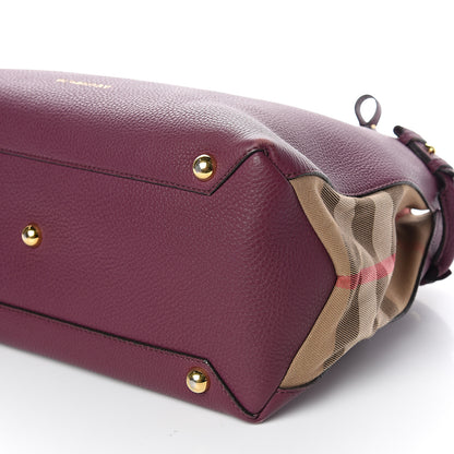 Burberry Grainy Calfskin House Check Medium Banner Tote Elderberry 10 of 11