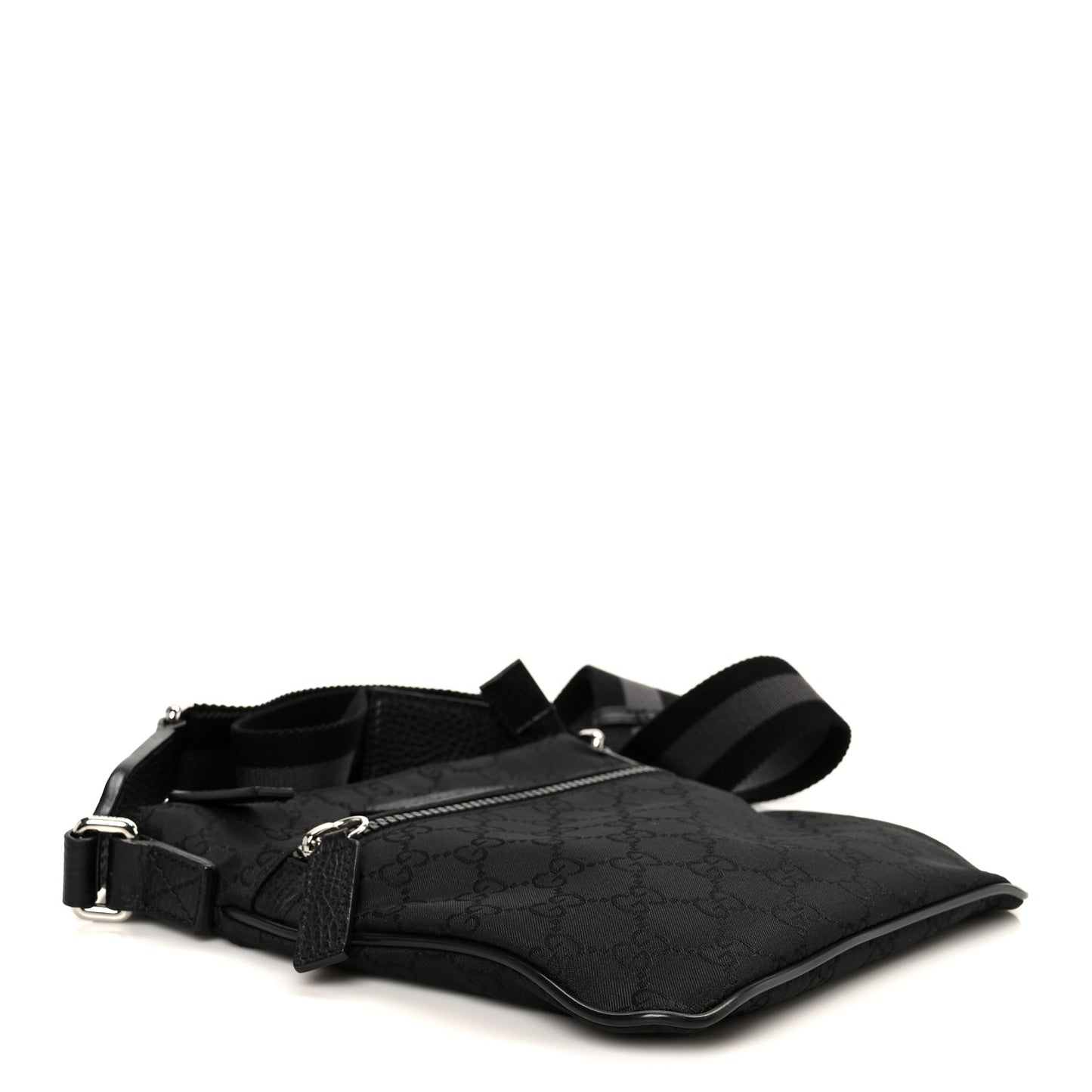 Nylon Monogram Mini Flat Messenger Bag Black