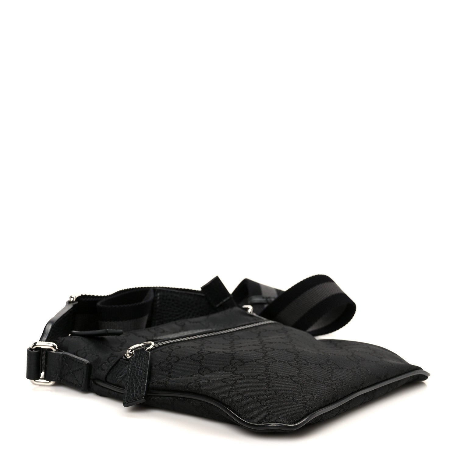 Gucci Nylon Monogram Mini Flat Messenger Bag Black 4 of 11