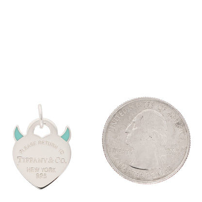 Tiffany Sterling Silver Enamel Return To Tiffany Devil Heart Tag Charm Blue 2 of 4