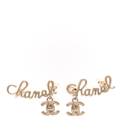 Chanel Metal CC Turnlock Climber Clip On Earrings Gold 1 of 4