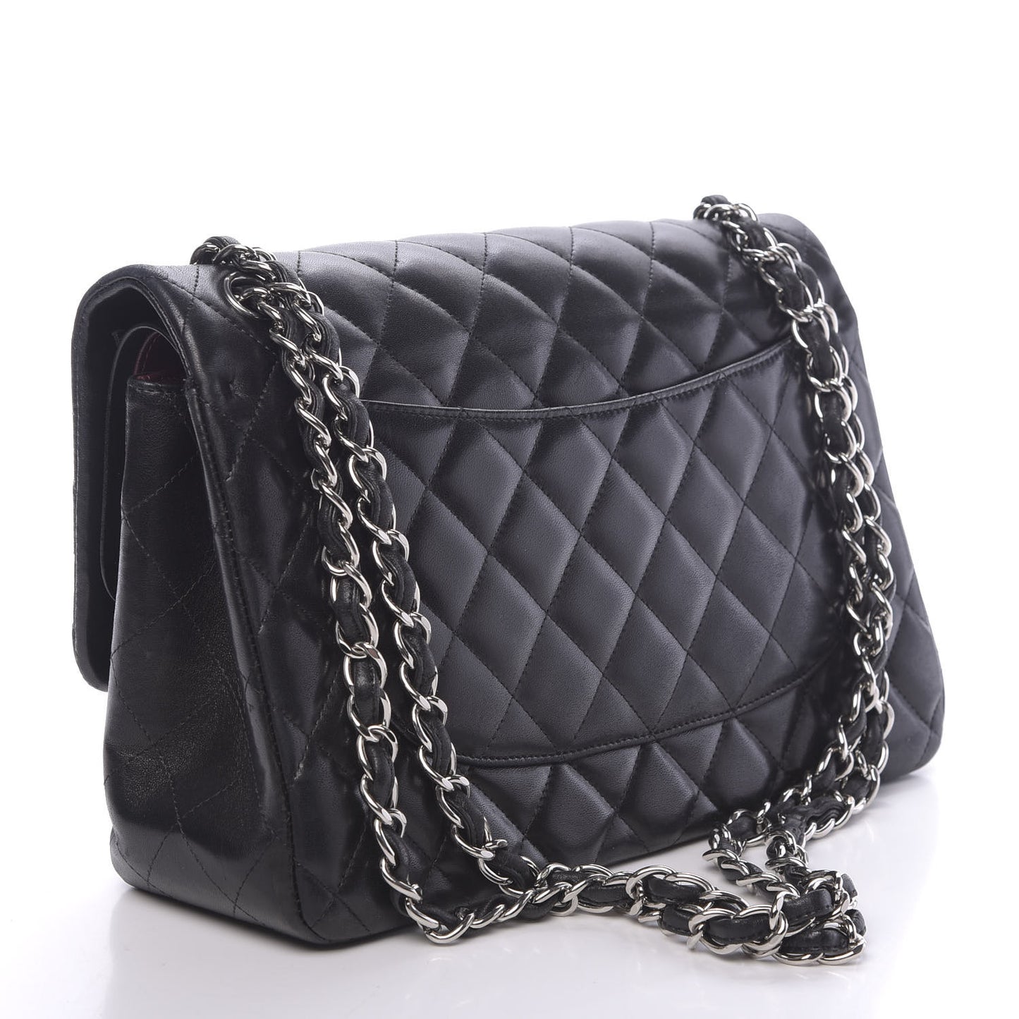 Lambskin Quilted Jumbo Double Flap Black