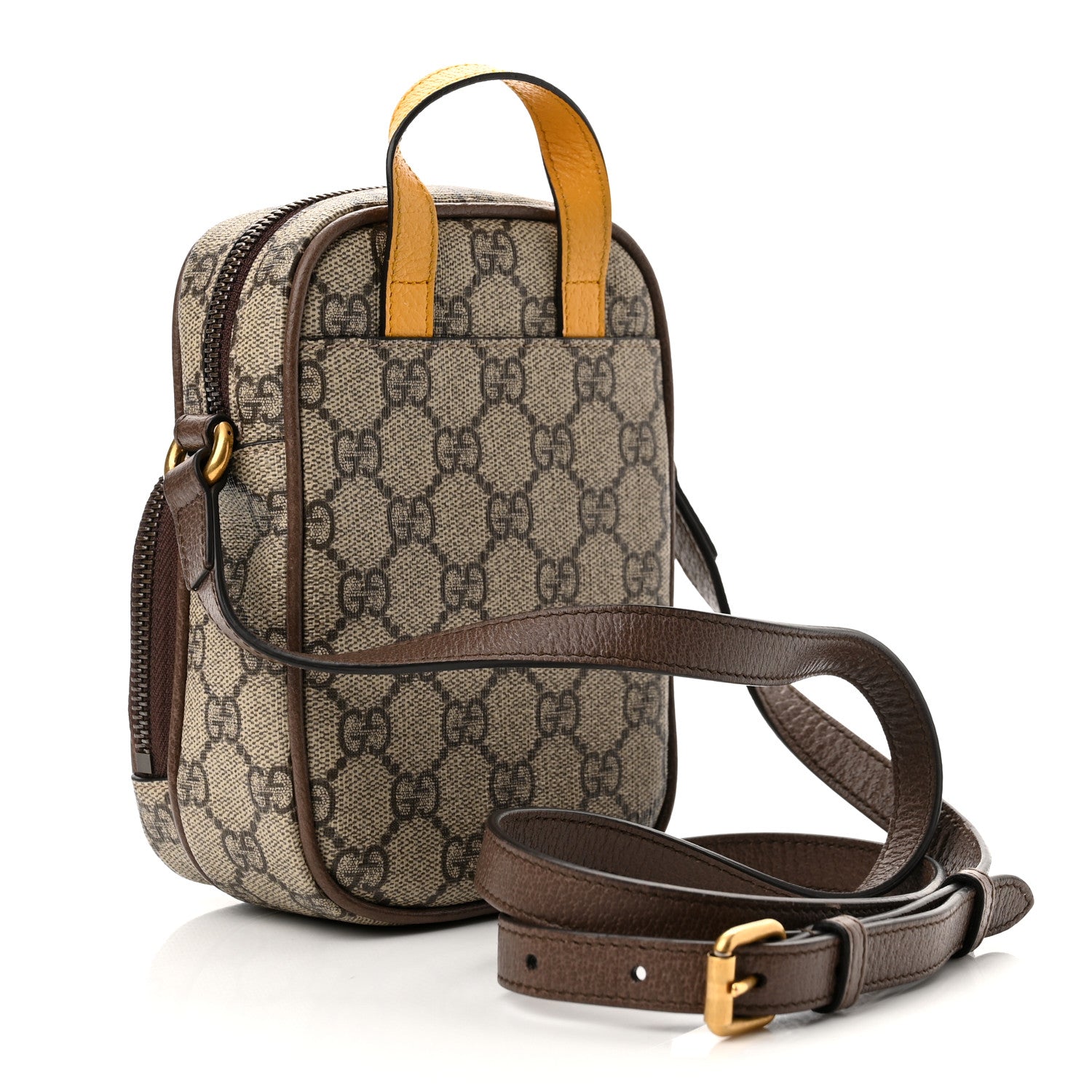 Gucci GG Supreme Monogram Mini Neo Vintage Double Zip Messenger Bag Beige New Acero Crop 3 of 11