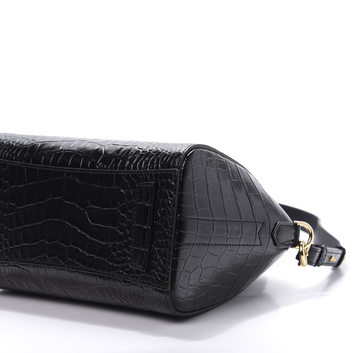 Calfskin Crocodile Embossed Mini Antigona Black