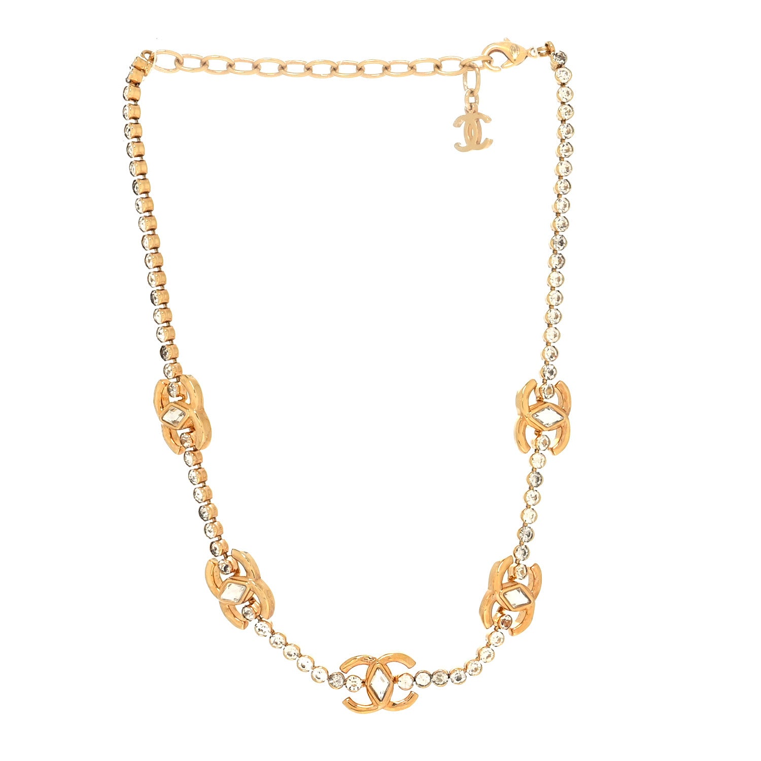 Chanel Metal Crystal CC Marquise Choker Gold 3 of 5