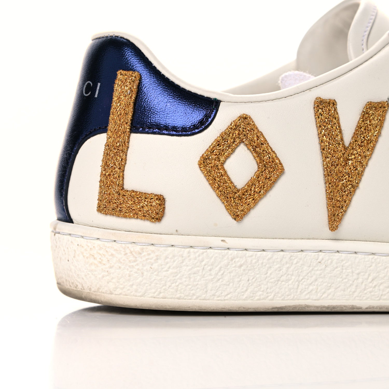 Gucci Calfskin Nappa Web LOVED Embroidered Womens Ace Sneakers 39 White Red Flame Notte 14 of 17