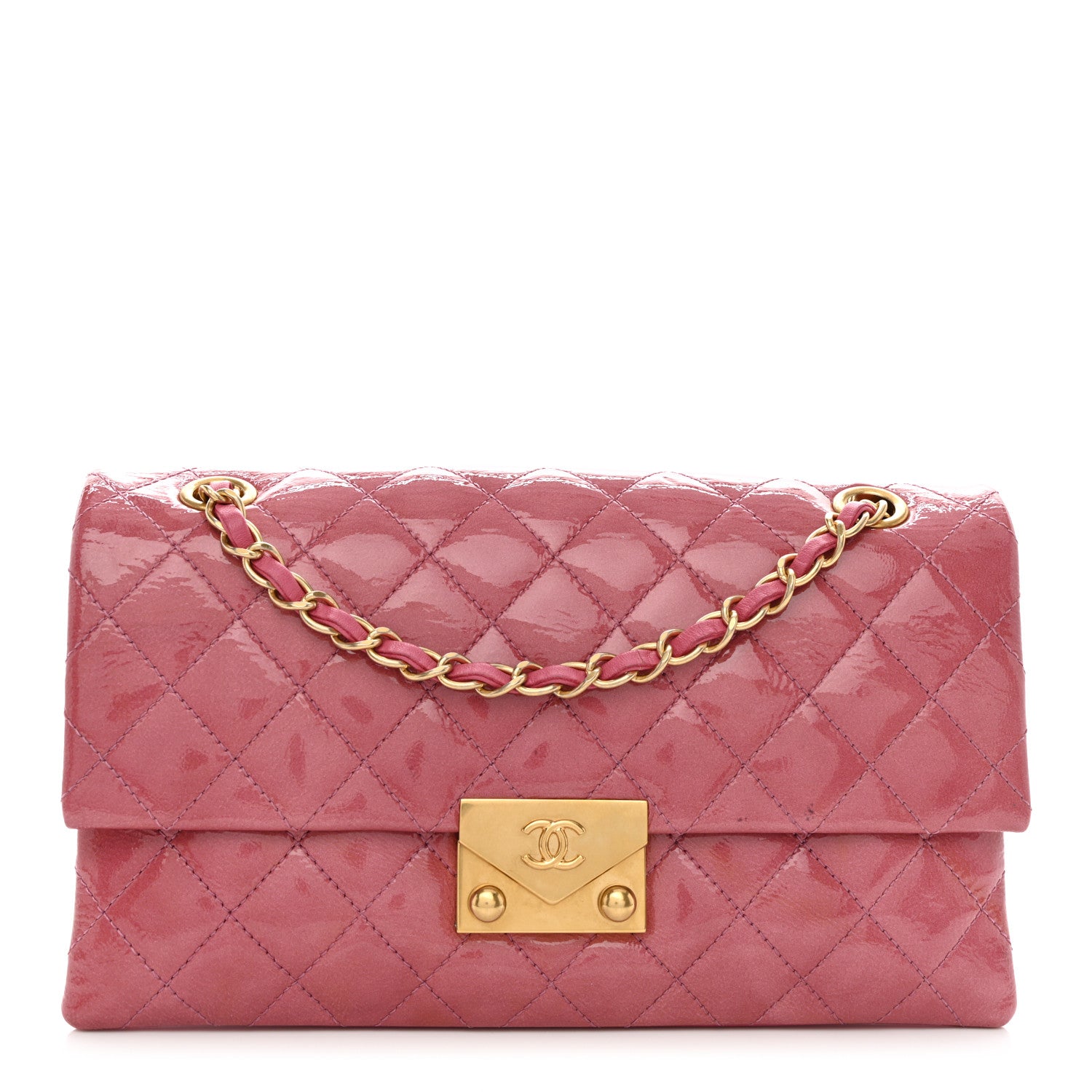 Chanel Patent Goatskin Quilted Small 3 Pocket Accordion Flap Pink 1 of 11