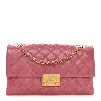 Chanel Patent Goatskin Quilted Small 3 Pocket Accordion Flap Pink 1 of 11