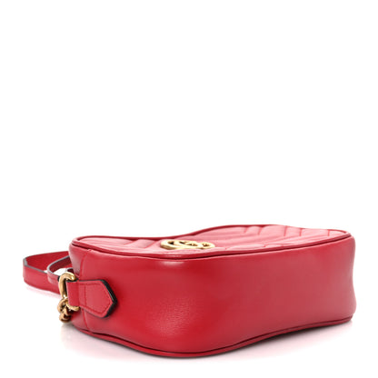 Gucci Calfskin Matelasse Mini GG Marmont Chain Shoulder Bag Hibiscus Red 4 of 11