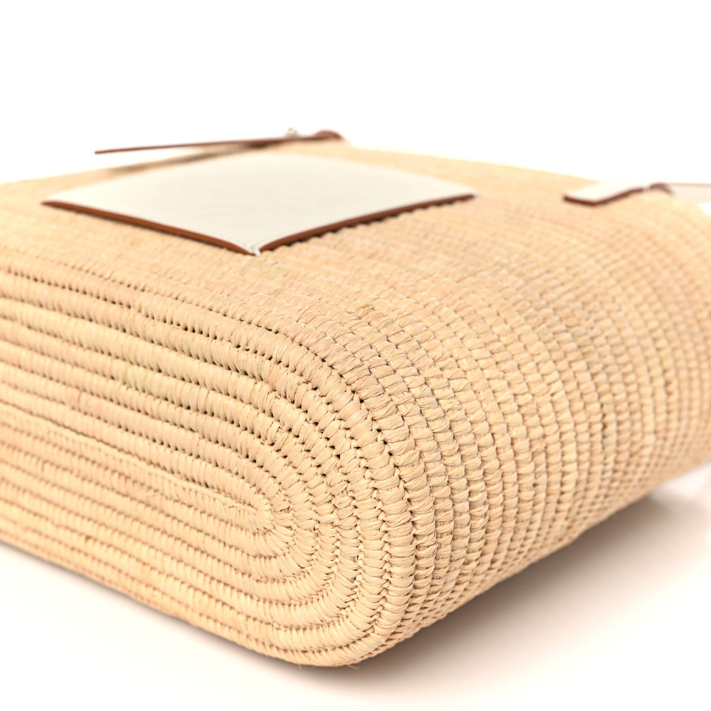 Raffia Square Small Basket Tote Bag Natural White