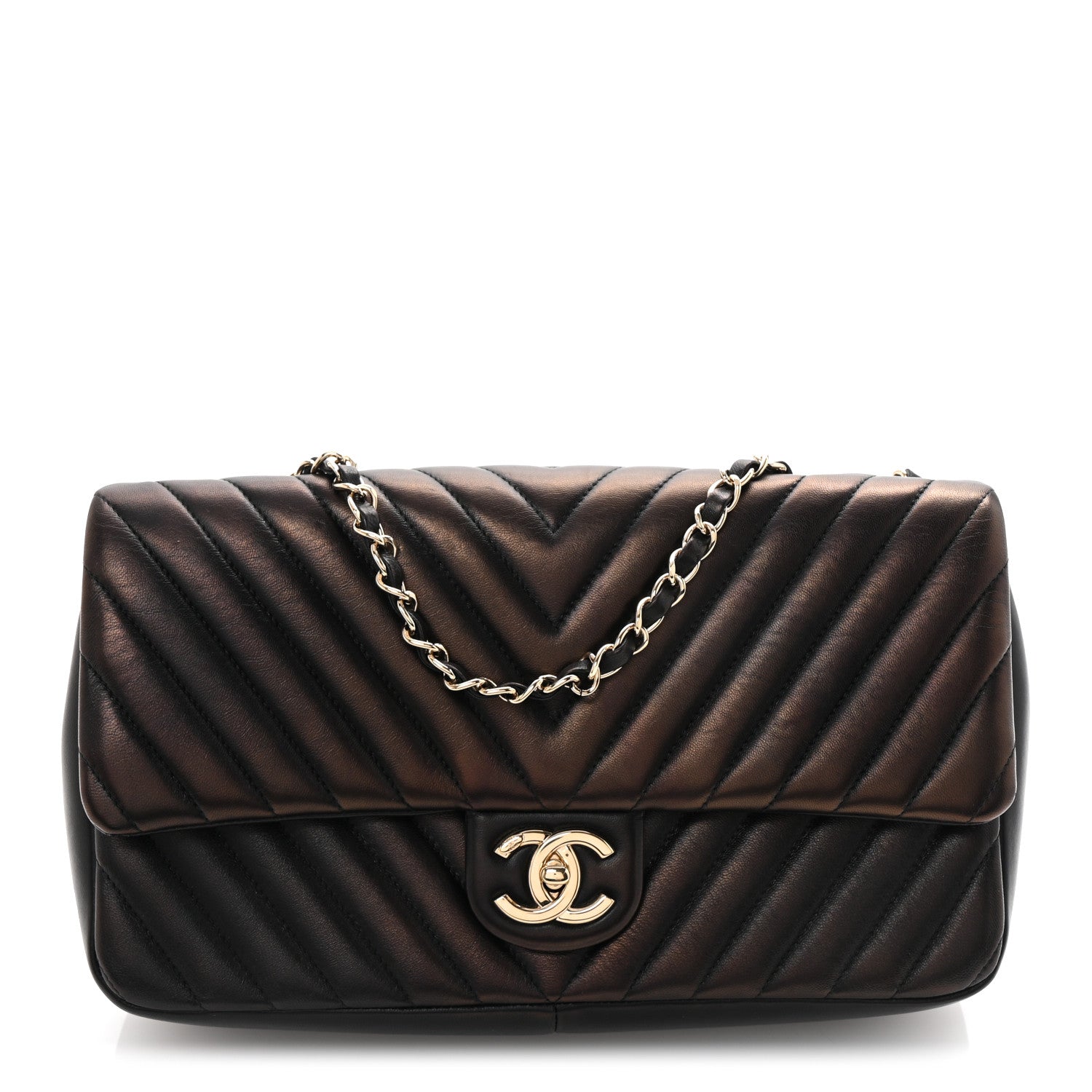 Chanel Iridescent Lambskin Surpique Chevron Medium Flap Black 1 of 11