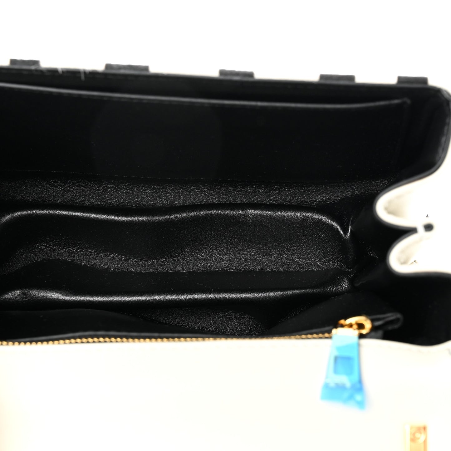 Pony Hair Zebra VLogo Stud Sign Shoulder Bag White Black