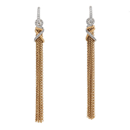 David Yurman 18K Yellow Gold Diamond Helena Chain Tassel Earrings 1 of 4