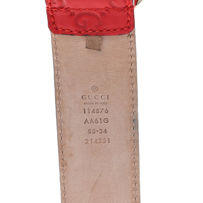 Gucci Guccissima Signature Interlocking G 40mm Belt 85 34 Hibiscus Red 3 of 4
