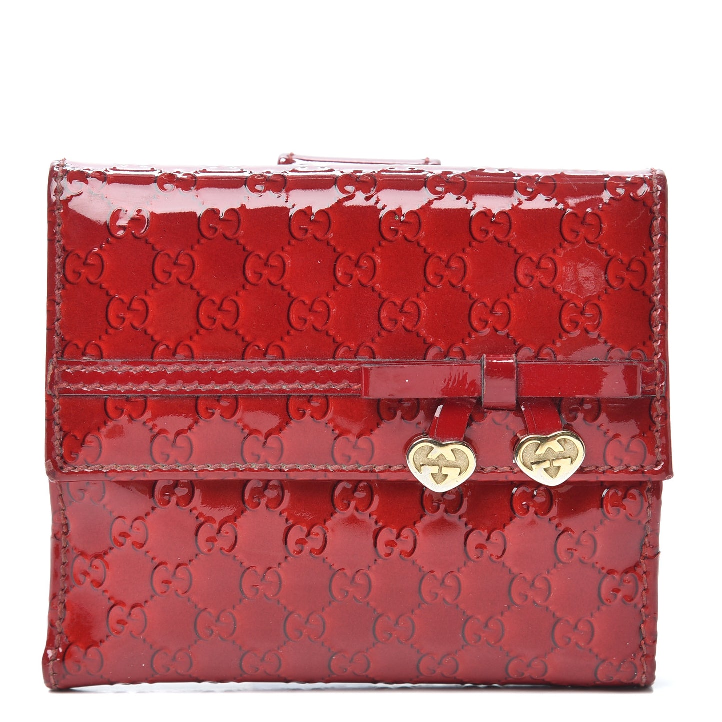 Patent Guccissima Mayfair French Flap Wallet Red
