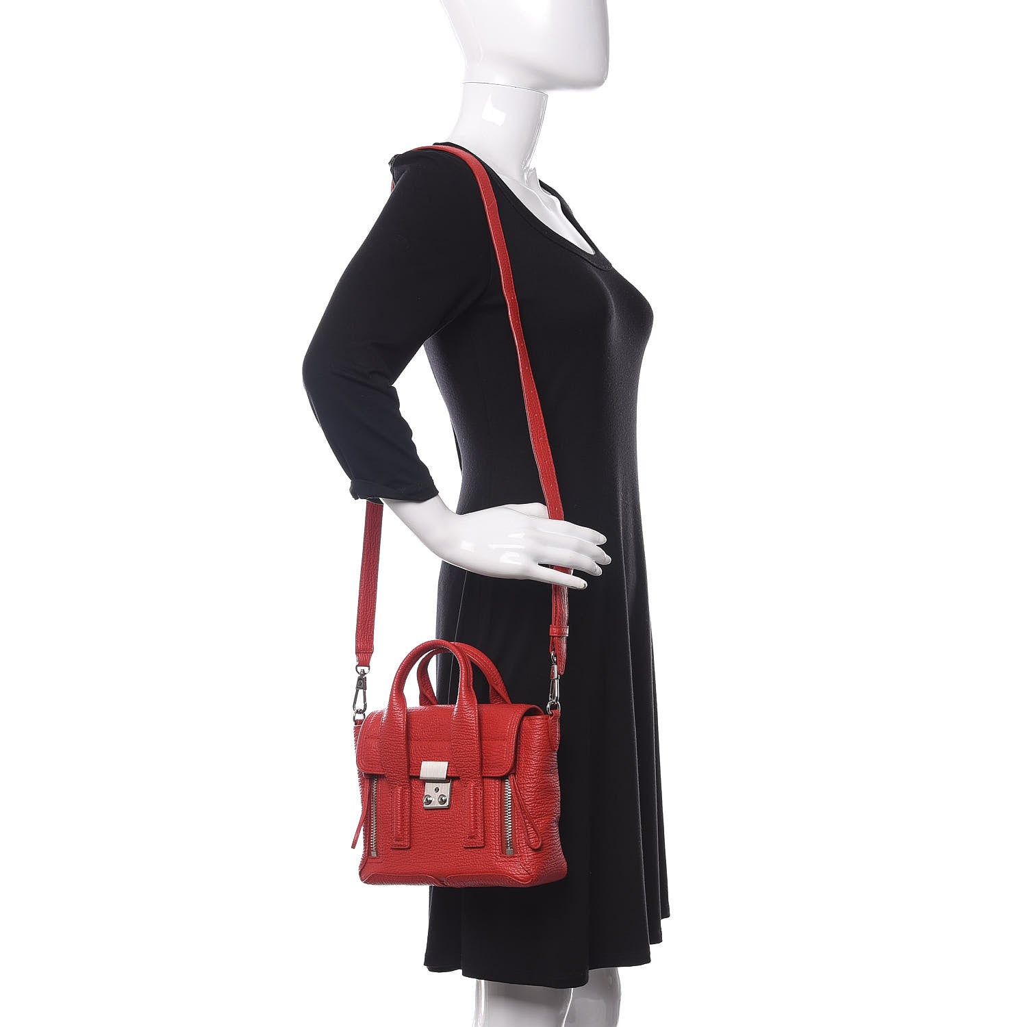 3.1 Phillip Lim 3.1 Textured Calfskin Mini Pashli Satchel Red 2 of 9