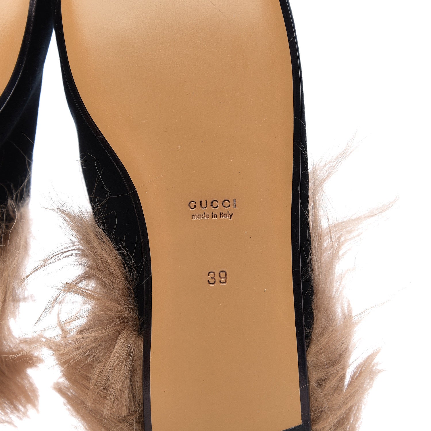 Gucci Velvet Fur Womens Princetown Slippers 39 Black 7 of 8