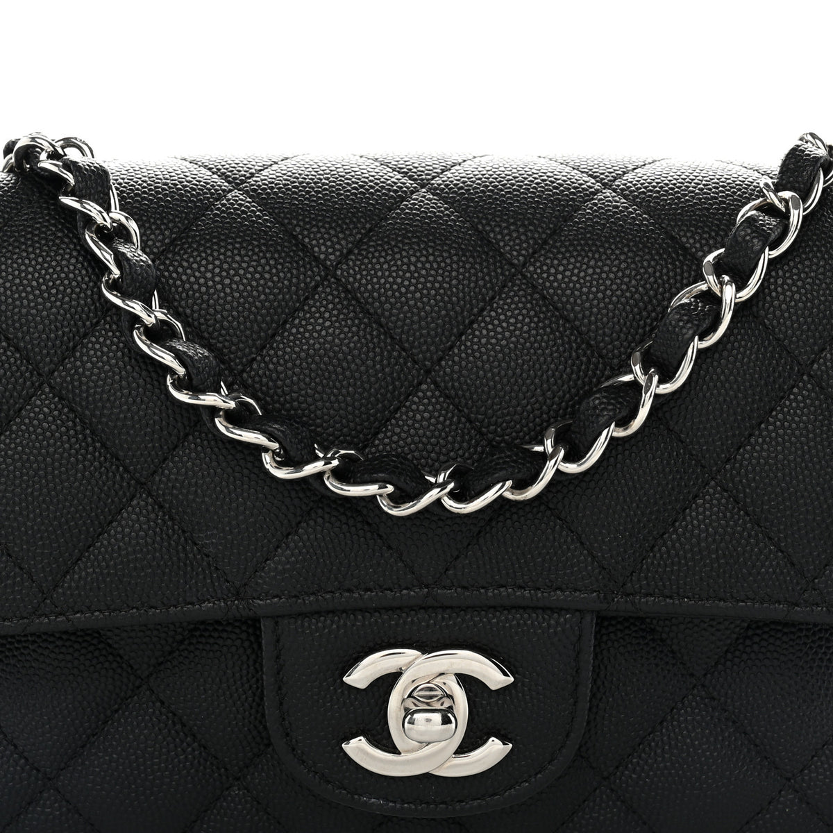 Caviar Quilted Mini Rectangular Flap Black