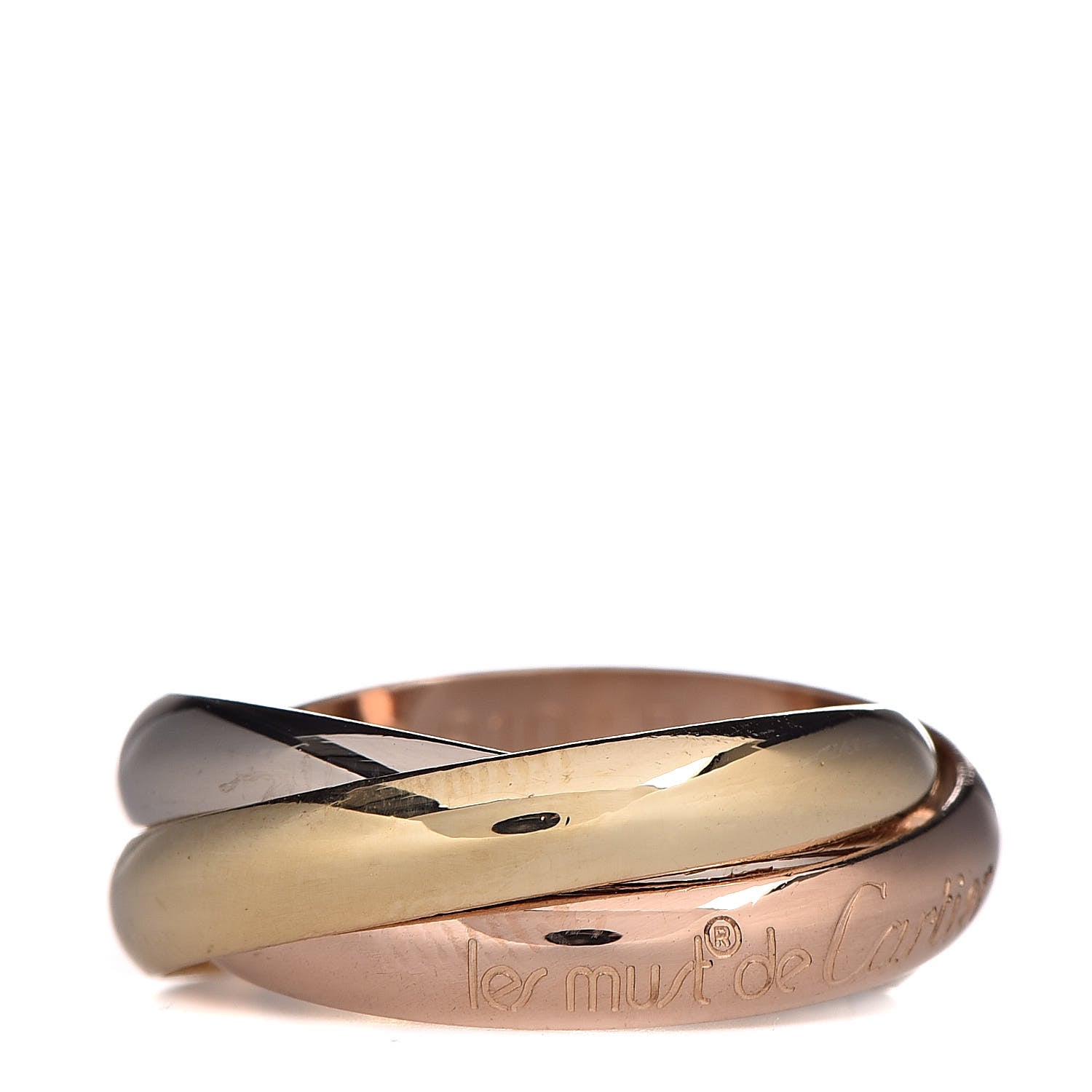 Cartier 18K Pink Yellow White Gold Classic Les Must De Trinity Ring 53 6.25 1 of 5