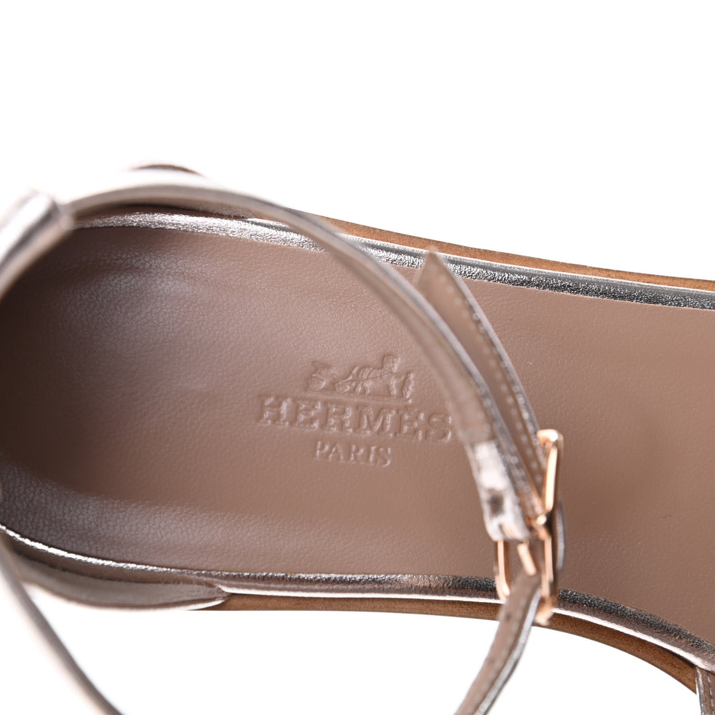 Metallic Calfskin Santorini Sandals 38 Rose Doré