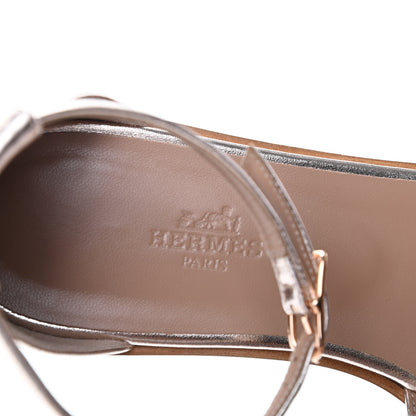 Hermes Metallic Calfskin Santorini Sandals 38 Rose Doré 7 of 7
