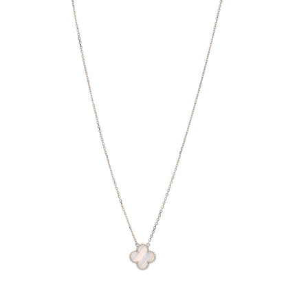 Van Cleef & Arpels 18K White Gold Chalcedony Vintage Alhambra Pendant Necklace 1 of 6