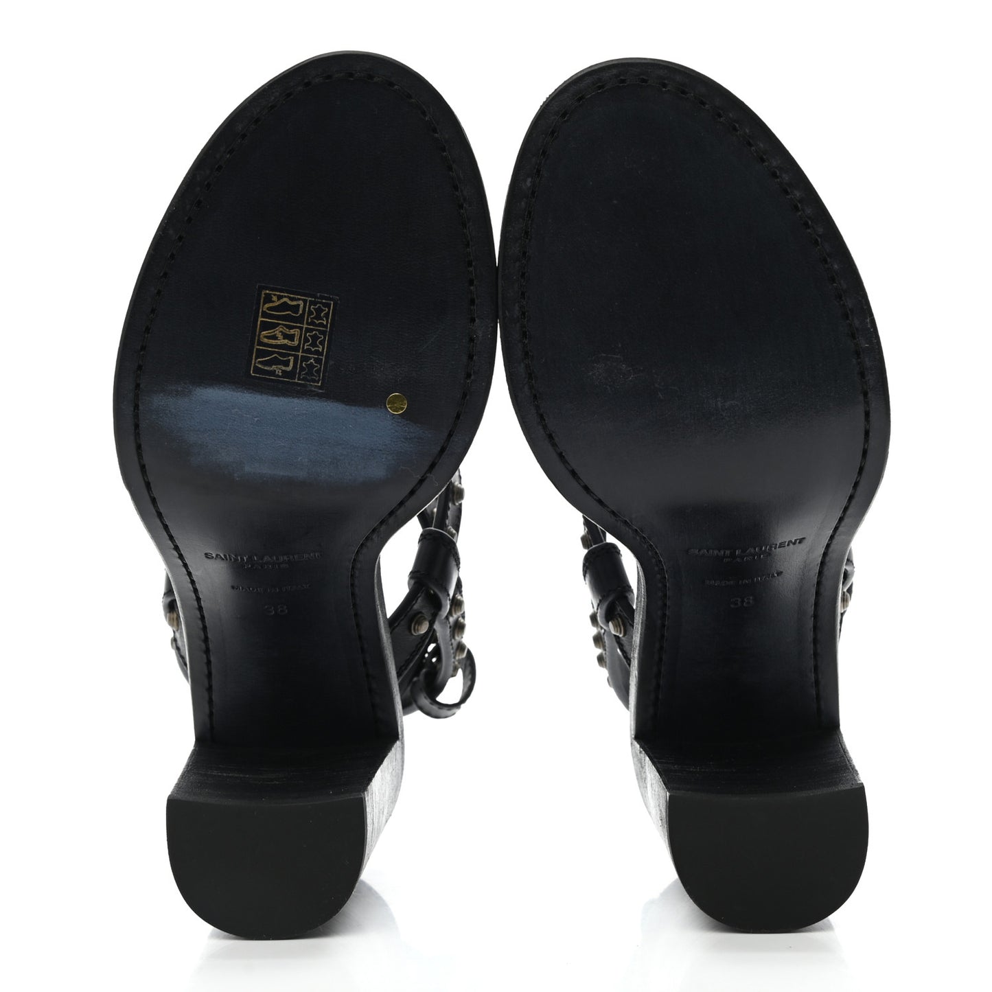 Calfskin Studded Sandal Pumps 38 Black
