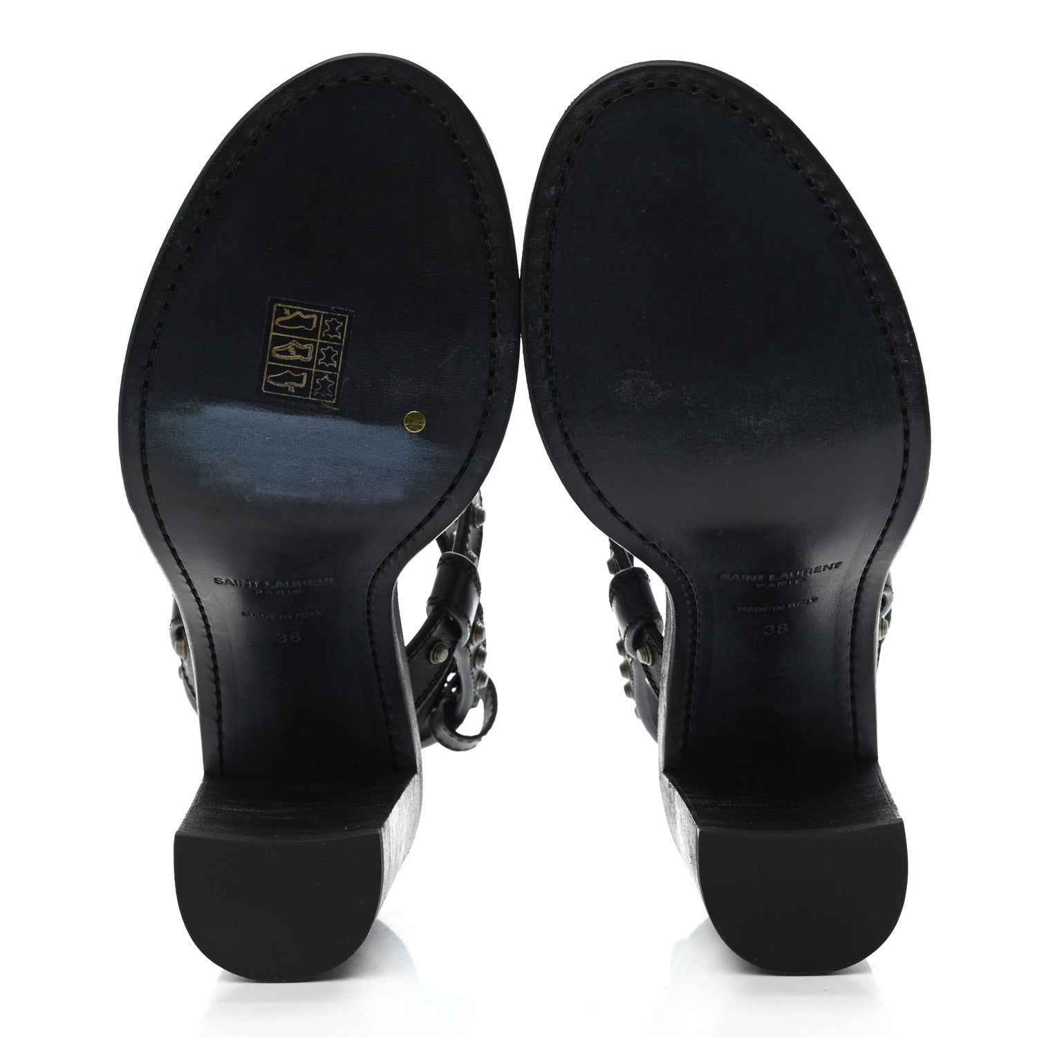 Saint Laurent Calfskin Studded Sandal Pumps 38 Black 5 of 9