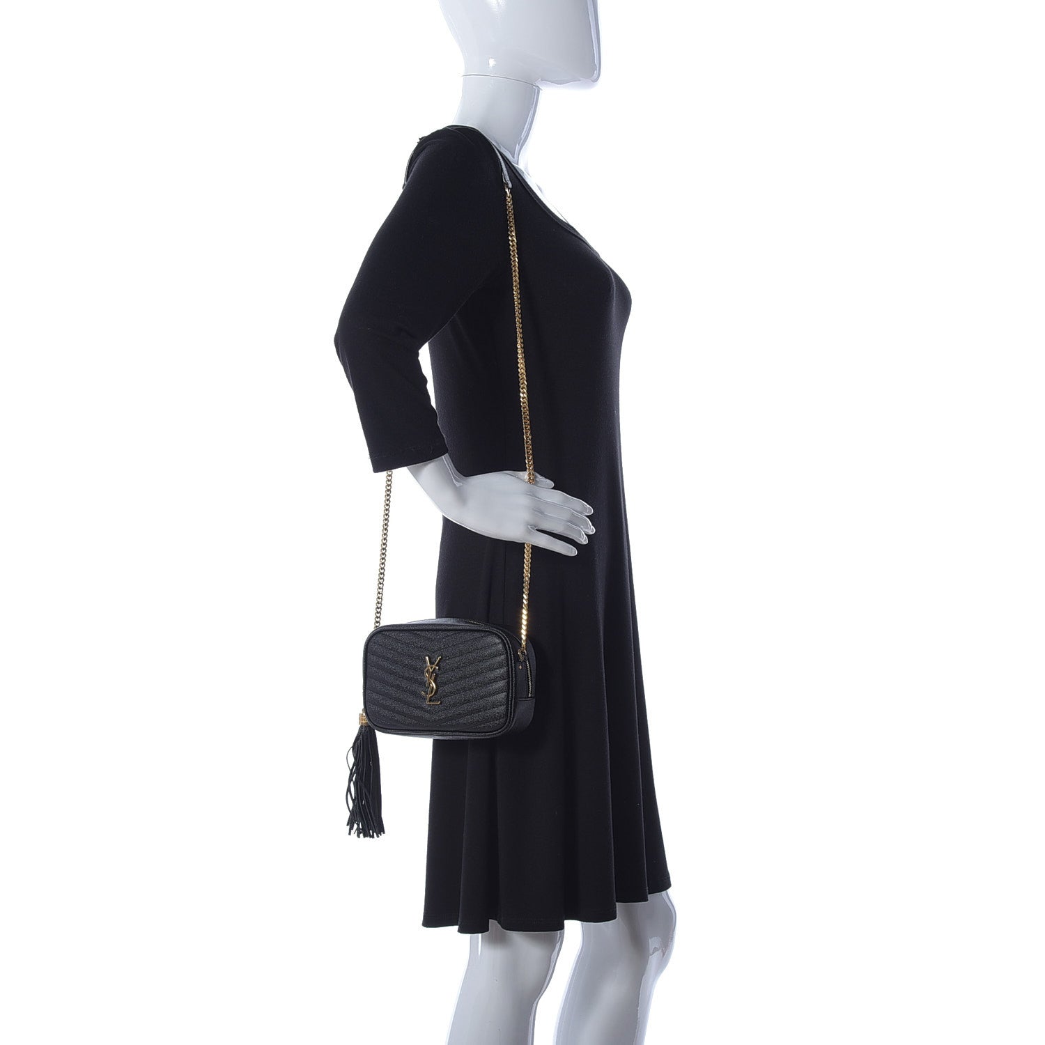 Saint Laurent Grain De Poudre Matelasse Monogram Mini Lou Camera Bag Black 2 of 9