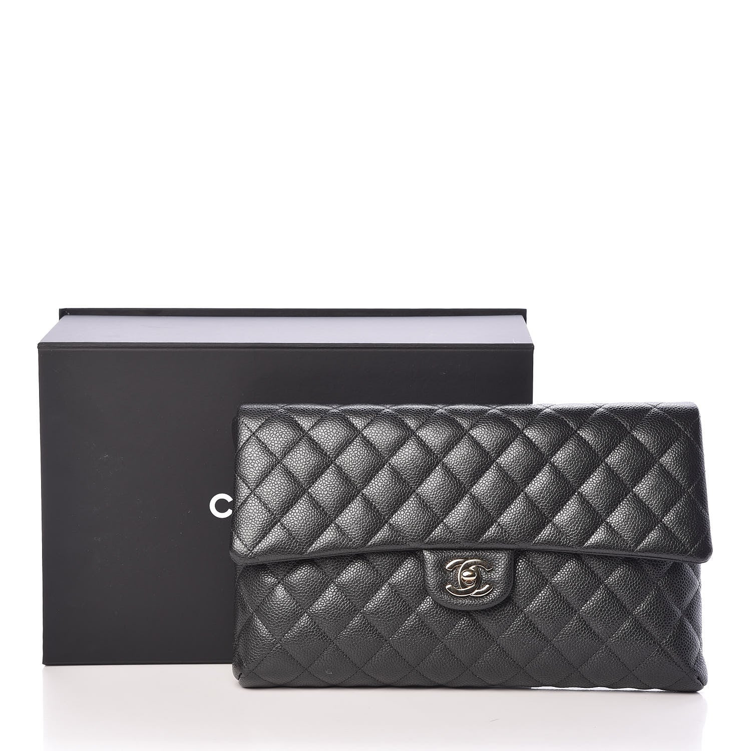 Chanel Caviar Quilted Clutch Dark Grey 10 of 10