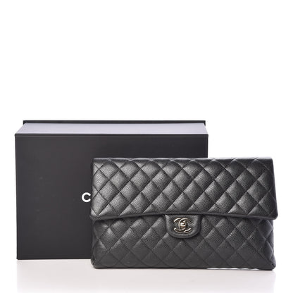 Chanel Caviar Quilted Clutch Dark Grey 10 of 10