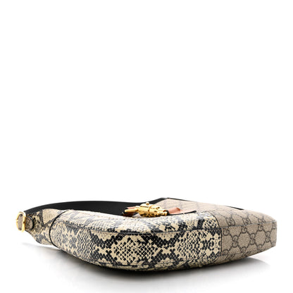 Gucci GG Supreme Monogram Snakeskin Small Jackie 1961 Hobo Beige Ebony 4 of 14