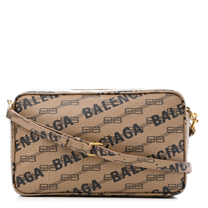 Balenciaga Coated Canvas BB Monogram Allover Logo Medium Signature Camera Bag Beige Brown Black 1 of 10