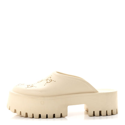 Gucci Rubber Monogram GG Go Through Platform Slide Clogs 38 Mystic White 1 of 9